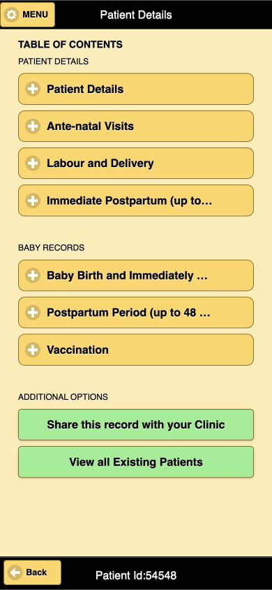 Original GLOWM patient record contents.